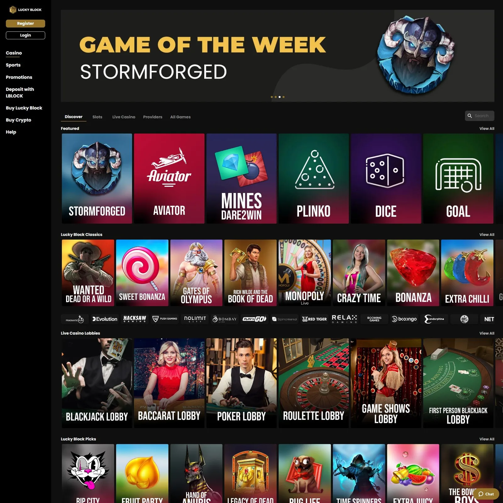 Captures de Lucky Block Casino